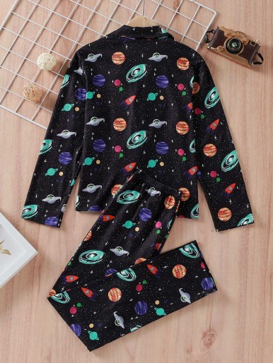 Boys Galaxy Print Top & Pants