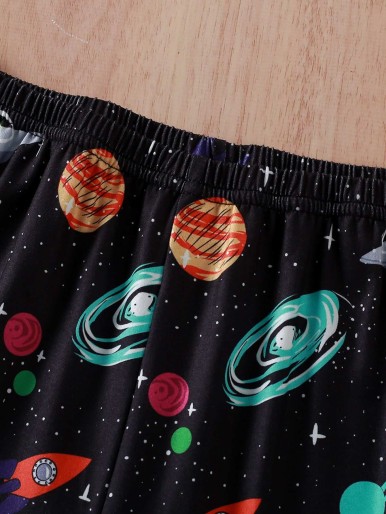 Boys Galaxy Print Top & Pants