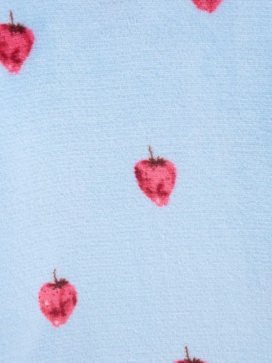 Girls Strawberry Print Flannel Top & Pants PJ Set