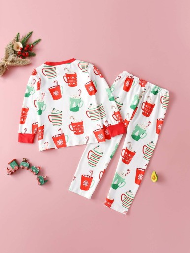 Girls Christmas Print PJ Set