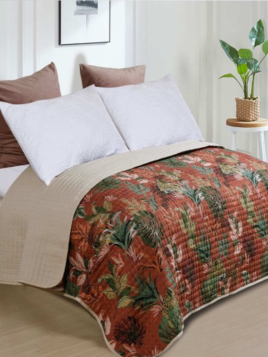 Leaf & Leopard Print Bedspread