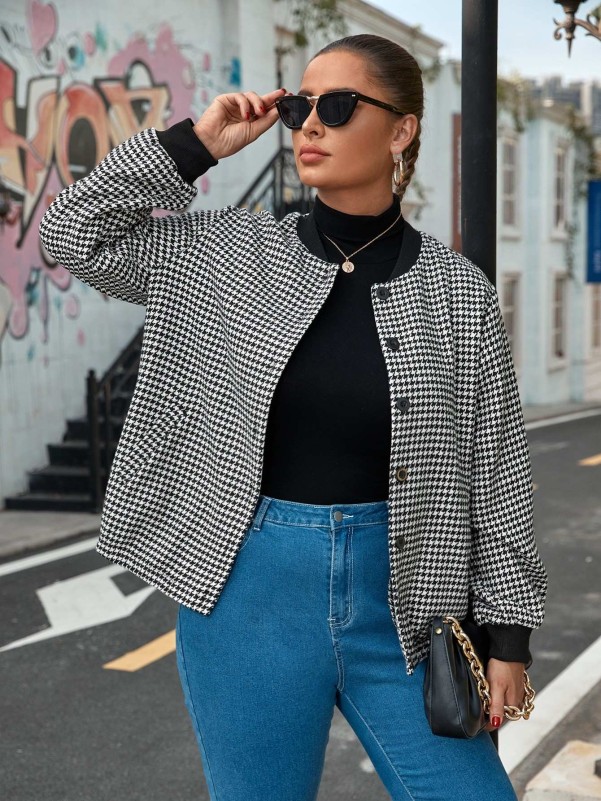 Houndstooth Print Jacket