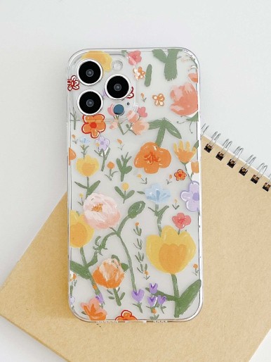 Flower coated transparent phone case