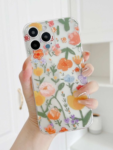 Flower coated transparent phone case