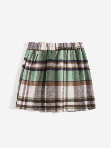 Girls skirt print plaid wool blend