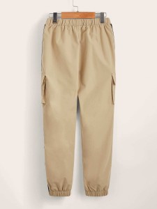 SHEIN Boys Contrast Sideseam Flap Pocket Cargo Pants