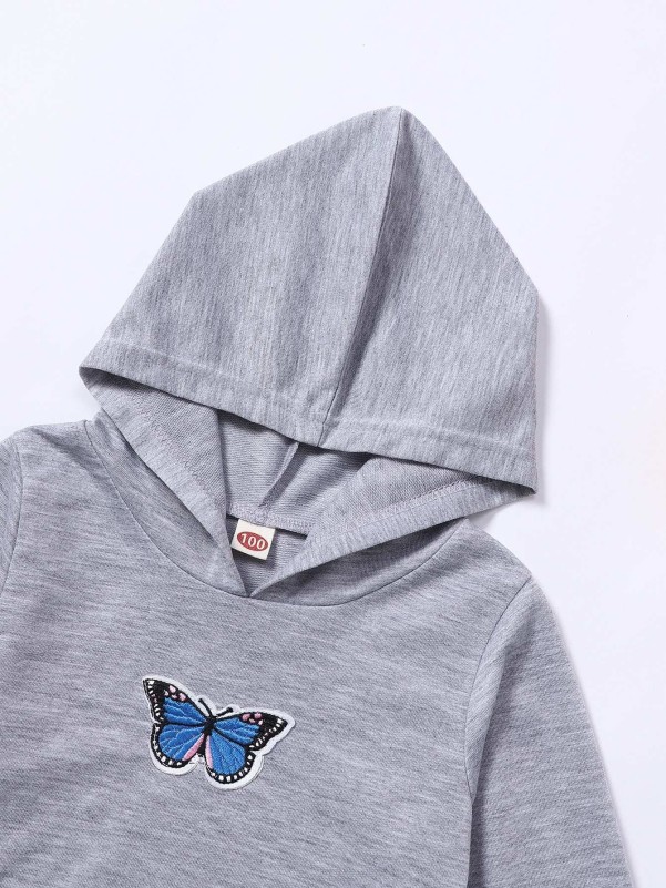 Toddler Girls Butterfly Patched Hoodie & Cami Dress