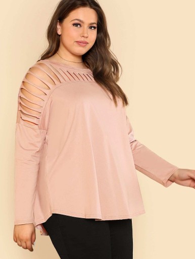 Plus Cut Out Yoke Solid Tee