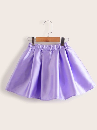 SHEIN Toddler Girls Elastic Waist Silky Skirt