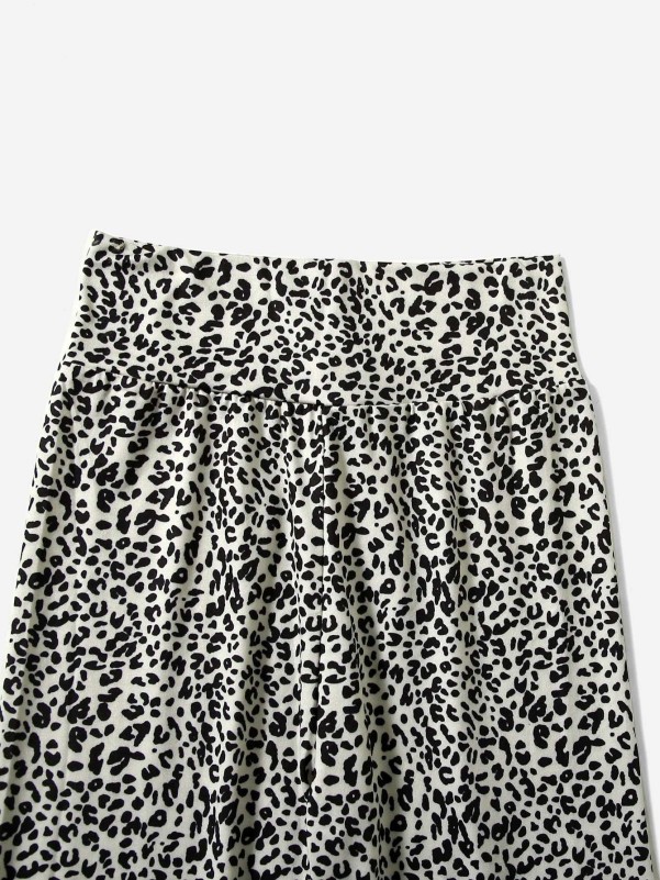 Girls Leopard Print Wide Waistband Leggings