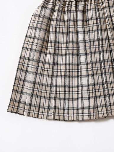 Elastic waist plaid skirt