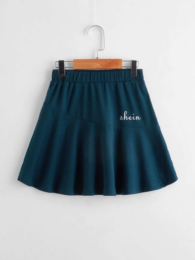 Girls Ruched Hem Letter Print Skirt