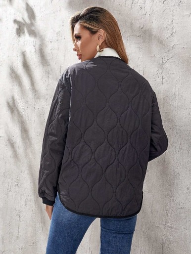 Flap Pocket Zip Up Onion Quilted Coat