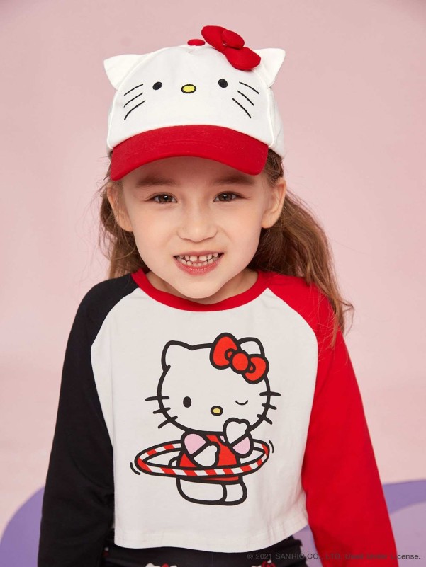 SHEIN X Hello Kitty and Friends Girls Cartoon Baseball Cap