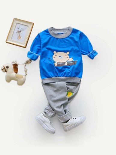 Toddler Boys Cartoon Sweatshirt With Pants