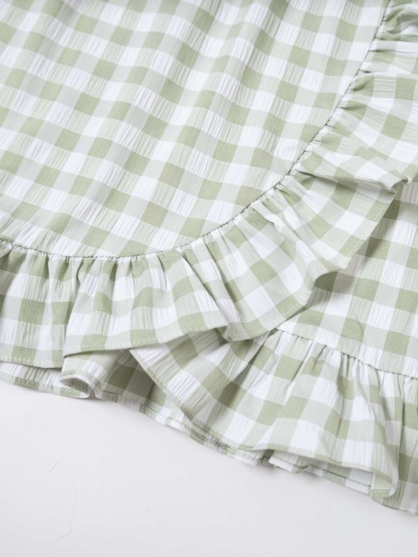 Girls Gingham Ruffle Wrap Skirt