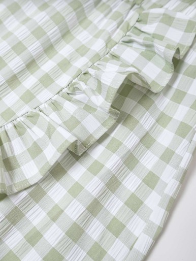 Girls Gingham Ruffle Wrap Skirt