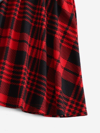 Girls Plaid Buckled Belted Skirt