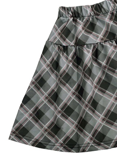 Girls Plaid Elastic Waist Skirt