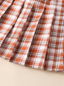 Girls Plaid Print Pleated Skirt