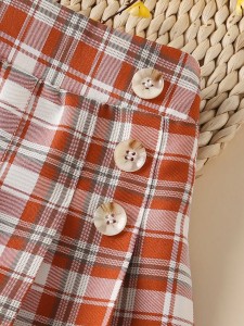 Girls Plaid Print Pleated Skirt