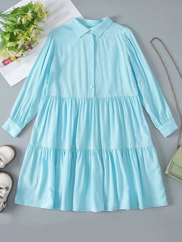 Girls Ruffle Hem Smock Dress