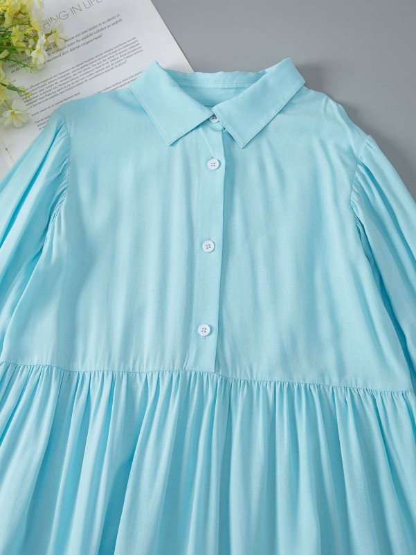 Girls Ruffle Hem Smock Dress