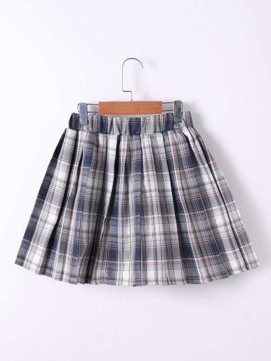 Girls Tartan Pleated Skirt