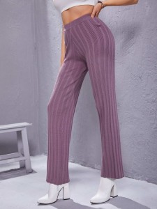 SHEIN High Waist Ribbed Knit Pants