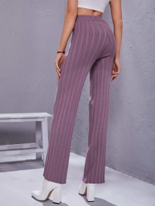 SHEIN High Waist Ribbed Knit Pants