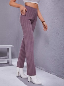 SHEIN High Waist Ribbed Knit Pants