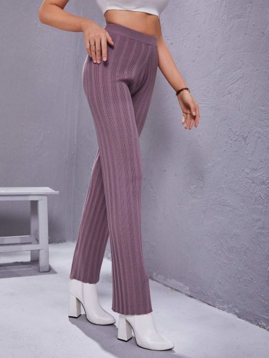 SHEIN High Waist Ribbed Knit Pants