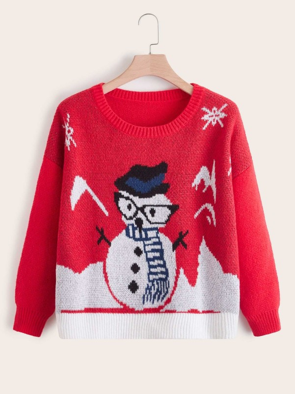 Plus Snowman Pattern Sweater
