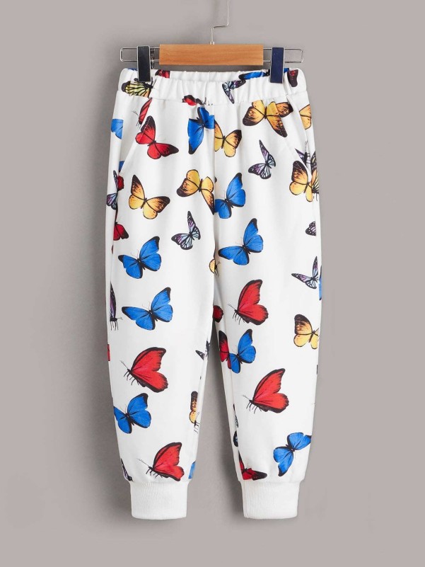 SHEIN Toddler Girls Butterfly Print Sweatpants