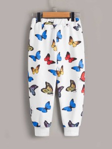 SHEIN Toddler Girls Butterfly Print Sweatpants