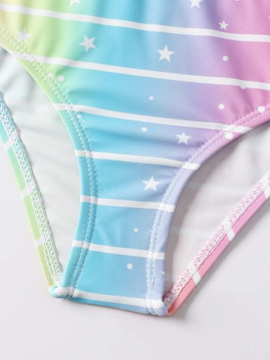 Toddler Girls Ombre Unicorn Print Bikini Swimsuit