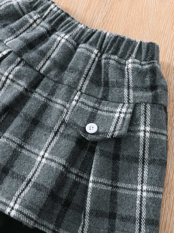 Toddler Girls Plaid Peplum Waist 2 In 1 Pants