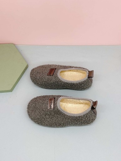 Boy Letter Minimalist Fluffy Flat Shoes