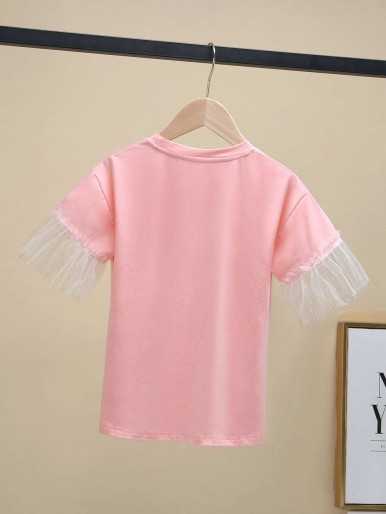 Girl Floral T-shirt with tulle