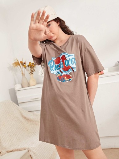SHEIN Teen Girl Slogan T-Shirt Dress