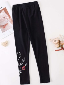 Graphic letter casual tights for girls