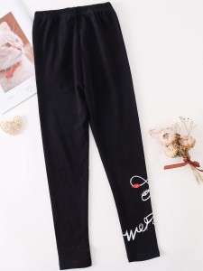 Graphic letter casual tights for girls