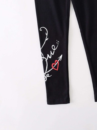 Graphic letter casual tights for girls