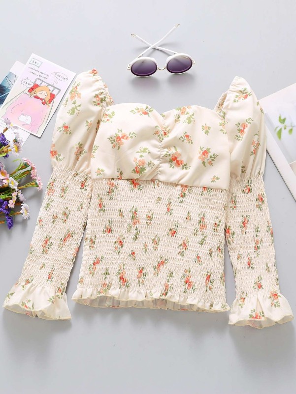 Shrink Pleat Shrinks Floral Boho Shirt for Girls