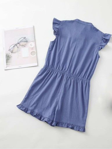 Simple button casual jumpsuit for girls