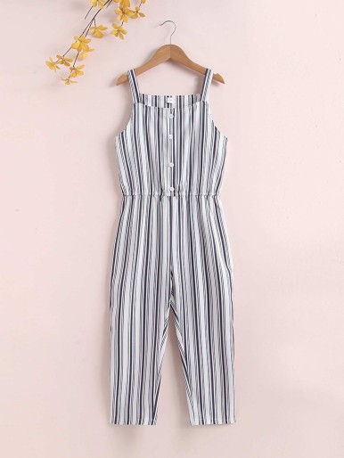 Polka Dot Casual Jumpsuit for Girls
