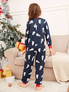 Girls 1pc Christmas Cartoon Graphic Zip Up Jumpsuit