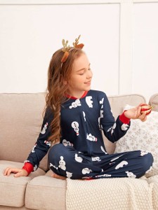 Girls 1pc Christmas Cartoon Graphic Zip Up Jumpsuit