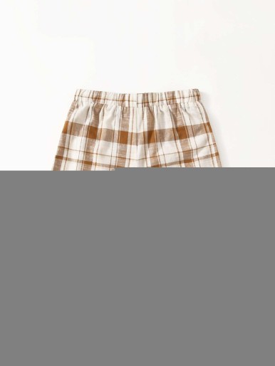 SHEIN Girls Rolled Hem Plaid Shorts