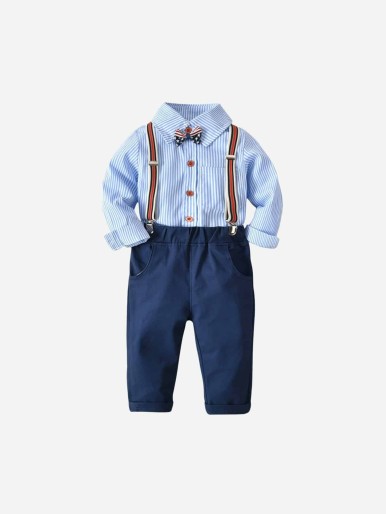 Toddler Boys Stripe Shirt With Overalls
